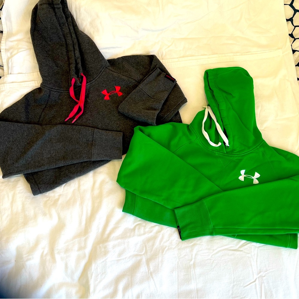 Under Armour Lot of 2 Storm Hoodies Green and Gray Size L
